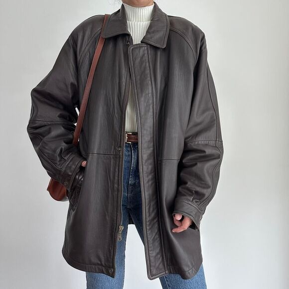 Vintage Leather Oversized Jacket - Picture 4 of 12